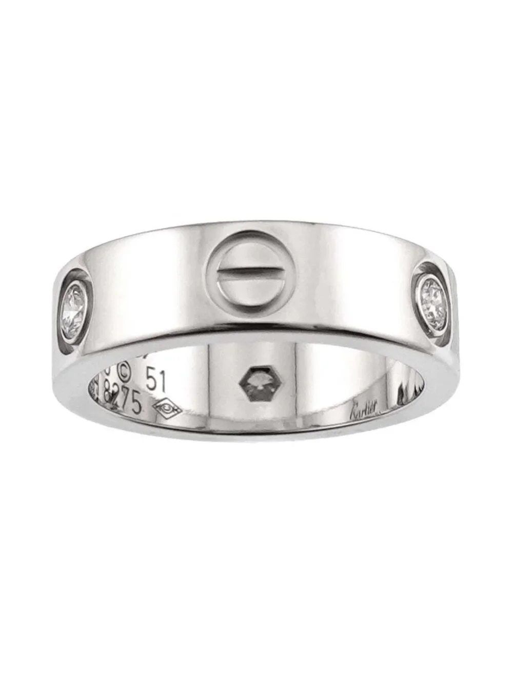 Cartier Love 51 Ring Half Diamond 18k WG White Gold 750